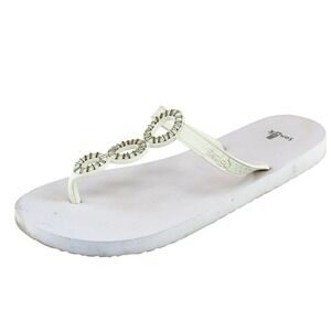 Sanuk Womens Sandals Size 5-7 Off White Synthetic Flip‎ Flop Lightweight Shoe